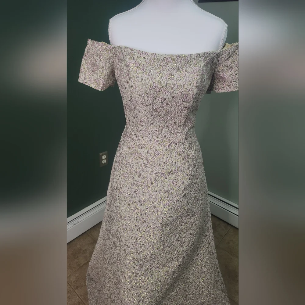 Alyce Paris Pink Floral Off-Shoulder Maxi Dress - Picture 12 of 13